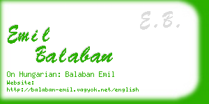 emil balaban business card